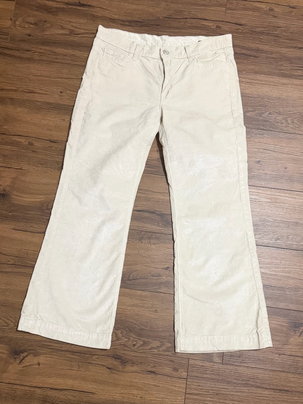 7 For All Mankind Wide Leg Cream Corduroy Pants 31